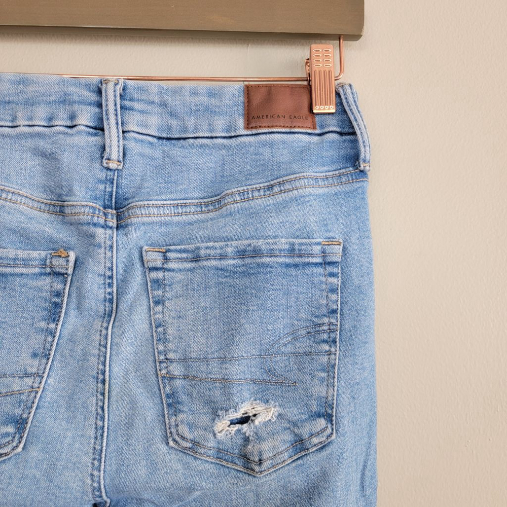 American Eagle Luxe Skinny Jeans Super Hi Rise Jegging Light Blue Wash AE 4 - Picture 7 of 14